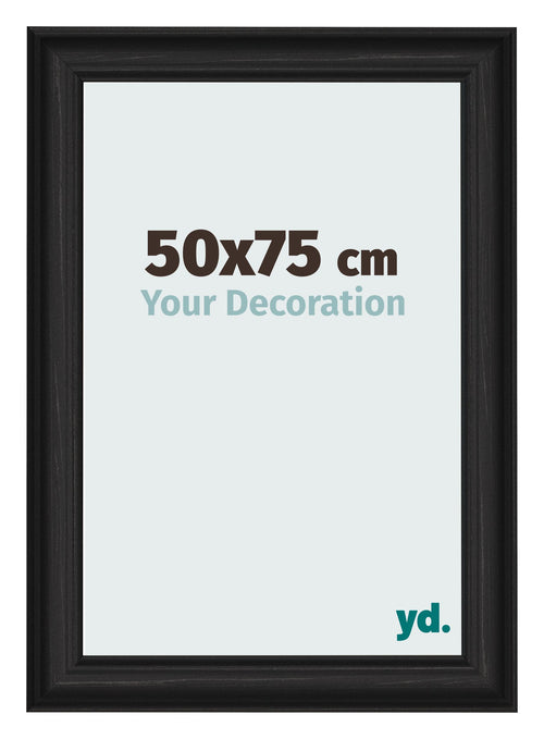 Marco de Fotos 50x75cm Negro Grano De Madera MDF Lazio Delantera Tamano | Yourdecoration.es