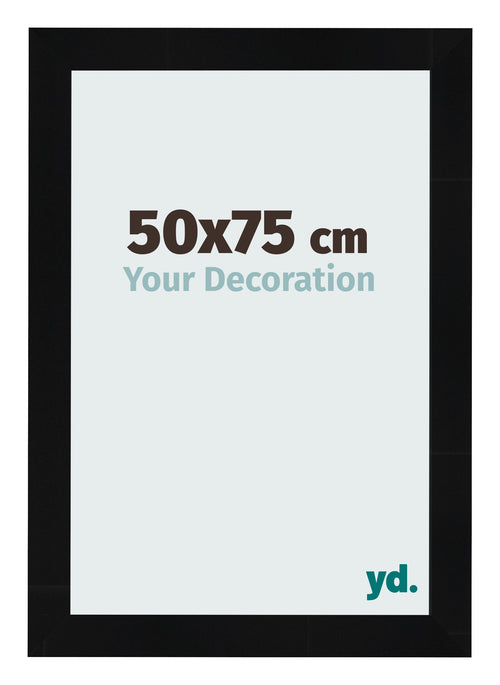Marco de Fotos 50x75cm Negro Plateado Pulido MDF Pisa Delantera Tamano | Yourdecoration.es