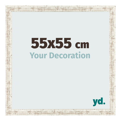Marco de Fotos 55x55cm Blanco Vintage MDF Bologna Delantera Tamano | Yourdecoration.es