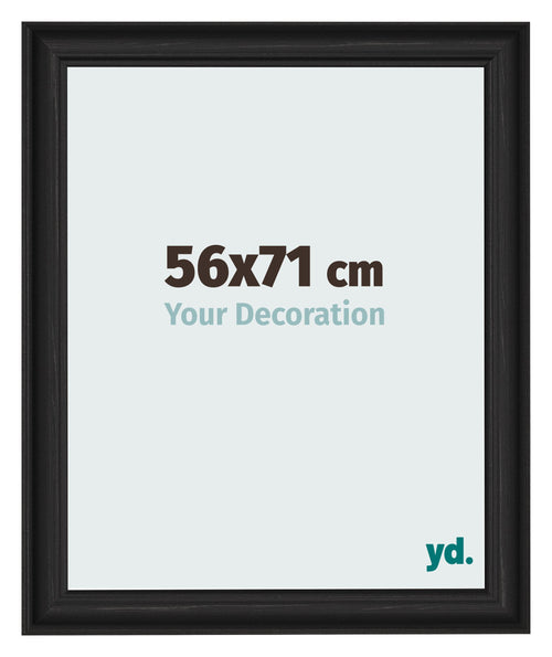 Marco de Fotos 56x71cm Negro Grano De Madera MDF Lazio Delantera Tamano | Yourdecoration.es
