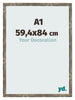 Marco de Fotos 59 4x84cm A1 Azul Y Dorado Fusionado MDF Bologna Delantera Tamano | Yourdecoration.es