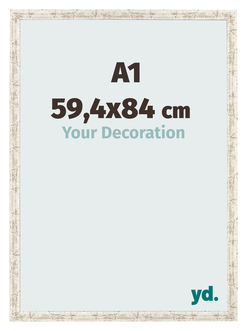 Marco de Fotos 59 4x84cm A1 Blanco Vintage MDF Bologna Delantera Tamano | Yourdecoration.es