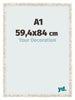 Marco de Fotos 59 4x84cm A1 Blanco Vintage MDF Bologna Delantera Tamano | Yourdecoration.es