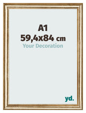 Marco de Fotos 59 4x84cm A1 Dorado Antiguo MDF Lazio Delantera Tamano | Yourdecoration.es