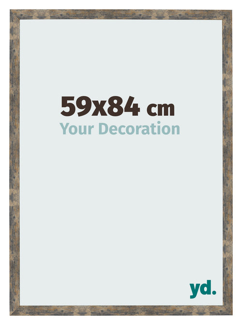 Marco de Fotos 59x84cm Azul Y Dorado Fusionado MDF Bologna Delantera Tamano | Yourdecoration.es