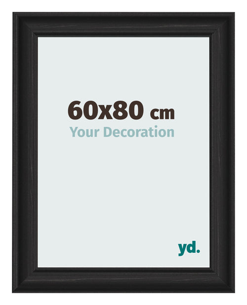 Marco de Fotos 60x80cm Negro Grano De Madera MDF Lazio Delantera Tamano | Yourdecoration.es