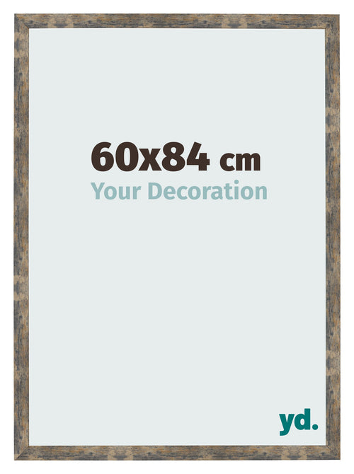 Marco de Fotos 60x84cm Azul Y Dorado Fusionado MDF Bologna Delantera Tamano | Yourdecoration.es