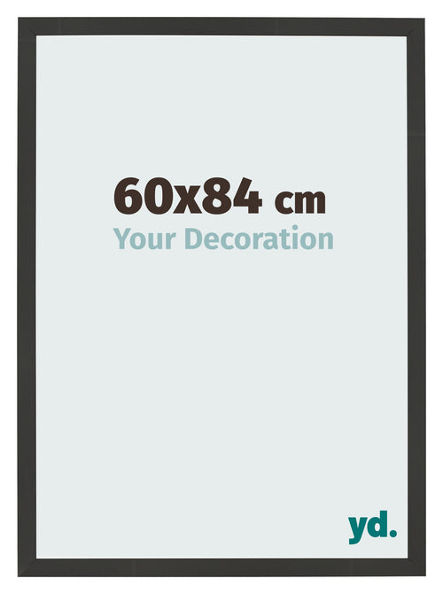 Marco de Fotos 60x84cm Negro Grano De Madera MDF Bologna Delantera Tamano | Yourdecoration.es