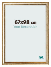 Marco de Fotos 67x98cm Dorado Antiguo MDF Lazio Delantera Tamano | Yourdecoration.es