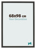 Marco de Fotos 68x98cm Negro Grano De Madera MDF Bologna Delantera Tamano | Yourdecoration.es