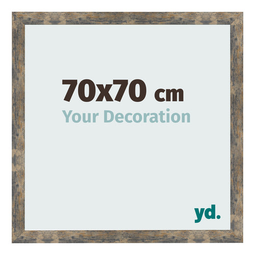 Marco de Fotos 70x70cm Azul Y Dorado Fusionado MDF Bologna Delantera Tamano | Yourdecoration.es