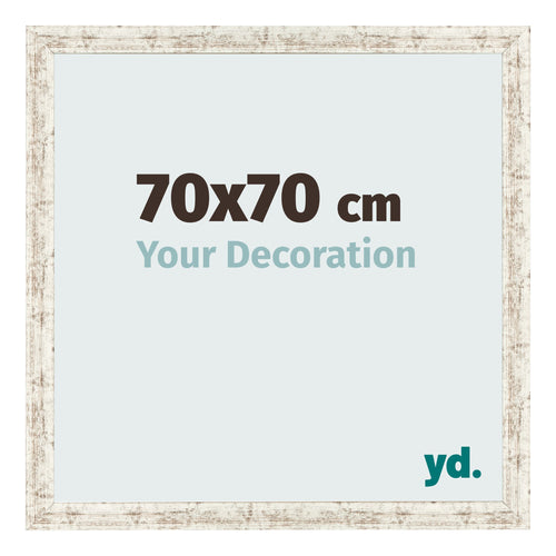 Marco de Fotos 70x70cm Blanco Vintage MDF Bologna Delantera Tamano | Yourdecoration.es