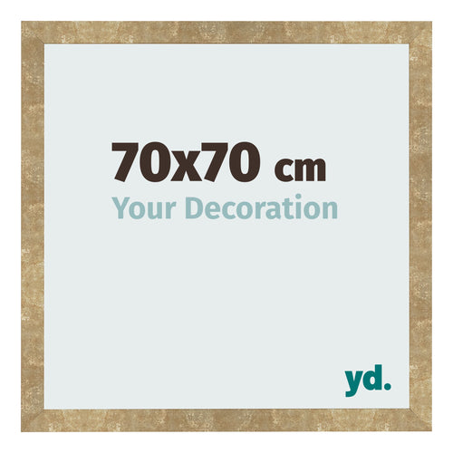 Marco de Fotos 70x70cm Dorado Antiguo MDF Bologna Delantera Tamano | Yourdecoration.es