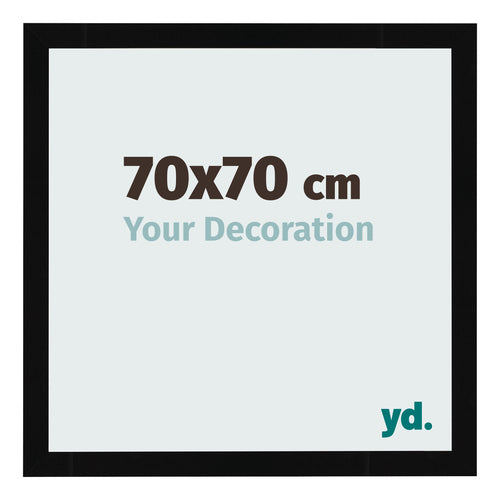 Marco de Fotos 70x70cm Negro Brillante MDF Bologna Delantera Tamano | Yourdecoration.es