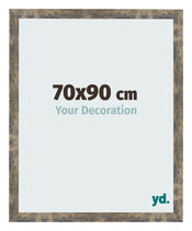 Marco de Fotos 70x90cm Azul Y Dorado Fusionado MDF Bologna Delantera Tamano | Yourdecoration.es