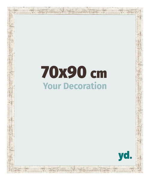 Marco de Fotos 70x90cm Blanco Vintage MDF Bologna Delantera Tamano | Yourdecoration.es