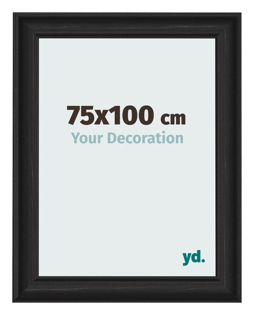 Marco de Fotos 75x100cm Negro Grano De Madera MDF Lazio Delantera Tamano | Yourdecoration.es