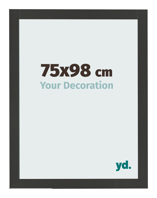 Marco de Fotos 75x98cm Negro Grano De Madera MDF Bologna Delantera Tamano | Yourdecoration.es