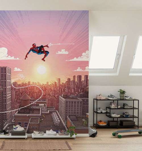 Marvel Spider Man Swinging through The Air Interior Papel Pintado DX4 209 | Yourdecoration.es