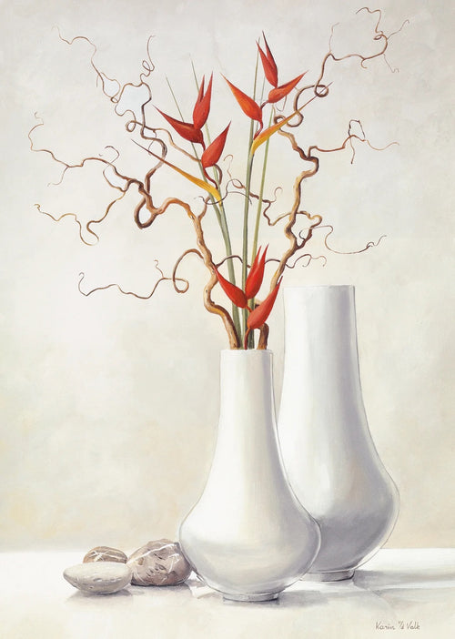PGM VDV 84 Karin Van der Valk Willow Twigs with Red Flowers Reproducción de arte 30x40cm | Yourdecoration.es