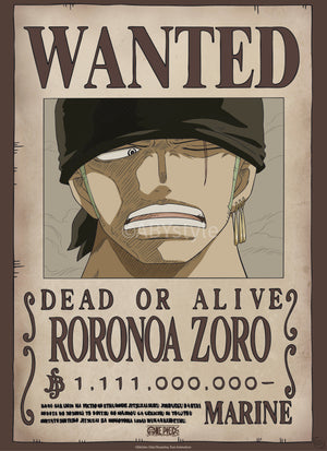 Poster One Piece Wanted Zoro Wano 38x52cm Abystyle GBYDCO624 | Yourdecoration.es
