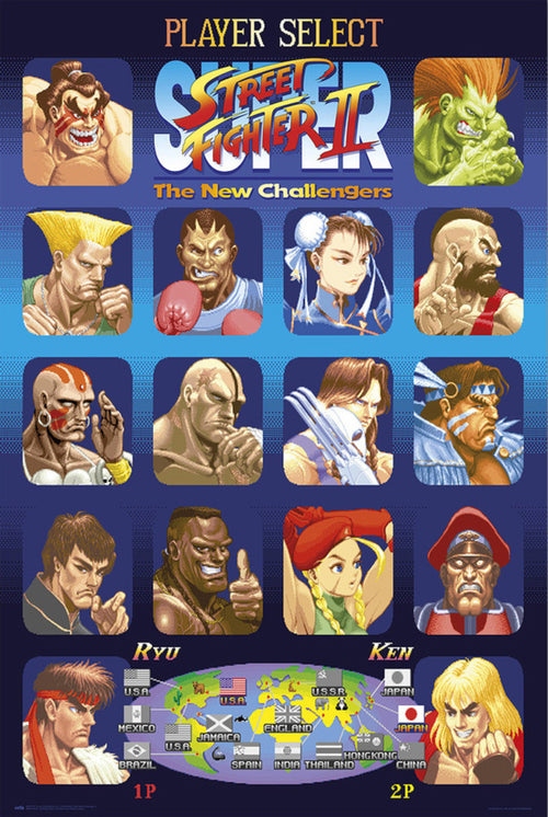 Póster Street Fighter Player Select 61x91 5cm Grupo Erik GPE5776 | Yourdecoration.es