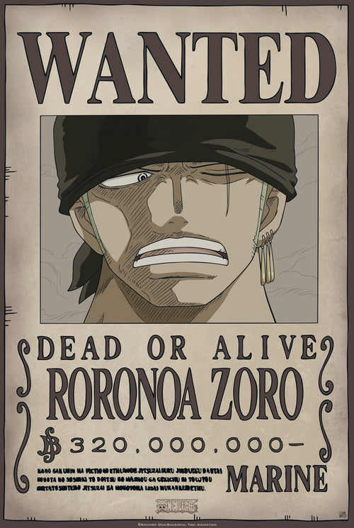One Piece Wanted Zoro New Póster 35X52cm | Yourdecoration.es