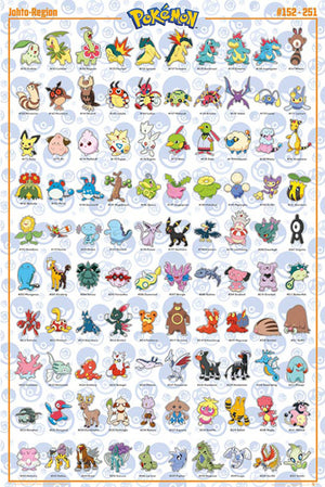 Gbeye FP4976 Pokemon Johto German Characters Póster 61x 91-5cm | Yourdecoration.es