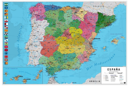 Grupo Erik GPE5030 Map Spain Physical Political Póster 91,5X61cm | Yourdecoration.es