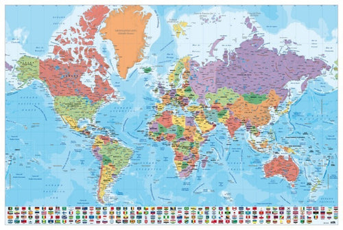 Grupo Erik GPE5044 Map World Es Physical Politic Póster 91,5X61cm | Yourdecoration.es