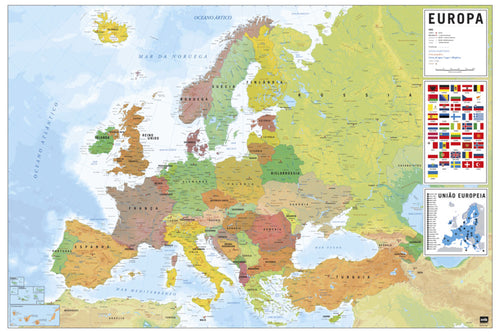 Grupo Erik GPE5442 Physical Political Map Of Europe Pt Póster 91,5X61cm | Yourdecoration.es