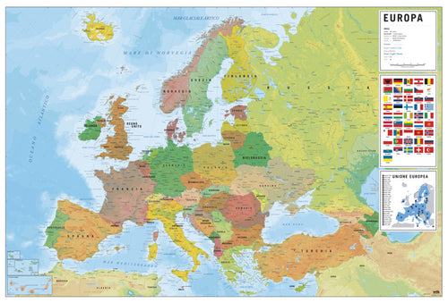 Grupo Erik GPE5443 Physical Political Map Of Europe Ita Póster 91,5X61cm | Yourdecoration.es