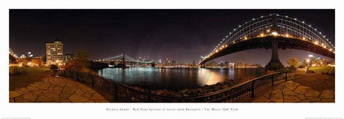 Patrick Grube  New York Skyline at Night Reproducción de arte 95x33cm | Yourdecoration.es