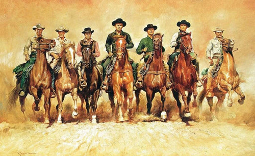 Renato Casaro  The magnificent Seven Reproducción de arte 138x85cm | Yourdecoration.es