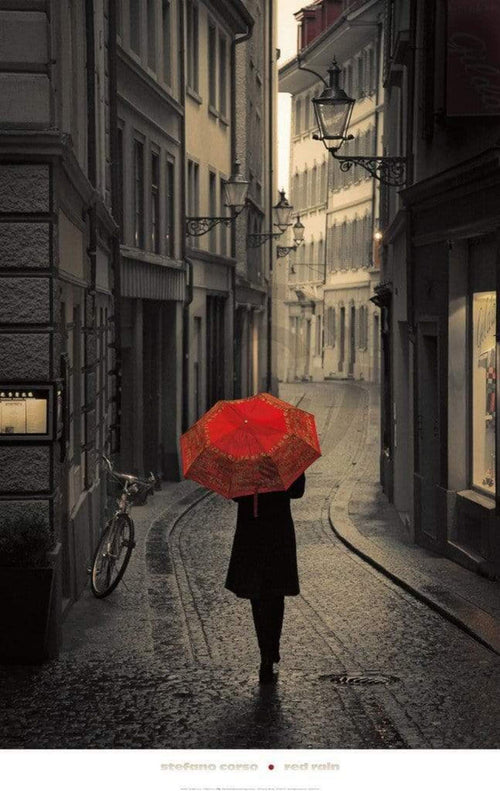 Stefano Corso  Red Rain Reproducción de arte 61x96cm | Yourdecoration.es