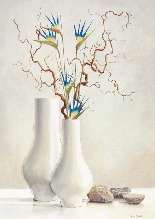 Karin Van der Valk  Willow Twigs with Blue Flowers Reproducción de arte 30x40cm | Yourdecoration.es