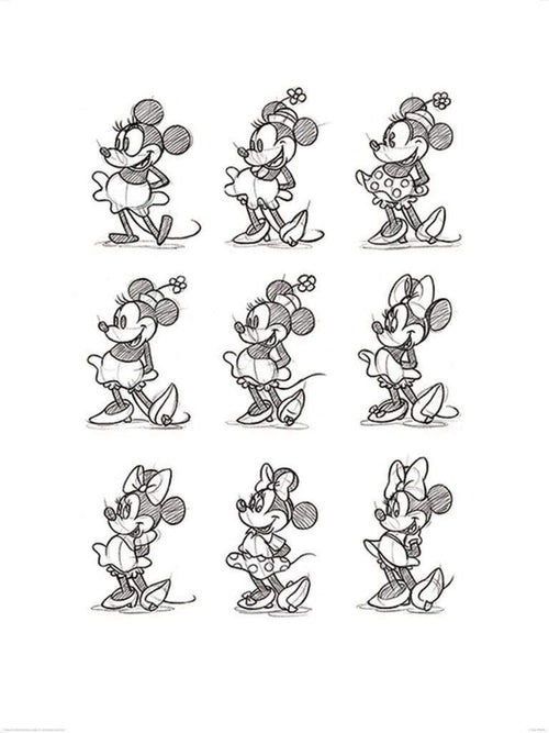 Pyramid Minnie Mouse Sketched Multi Reproducción de arte 60x80cm | Yourdecoration.es
