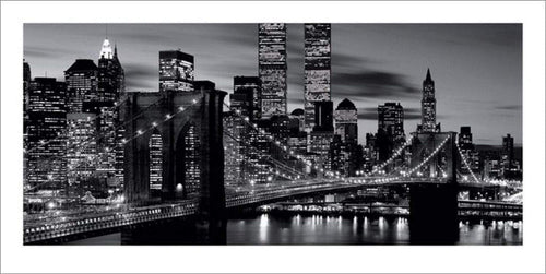 Pyramid Brooklyn Bridge Black and White Reproducción de arte 50x100cm | Yourdecoration.es