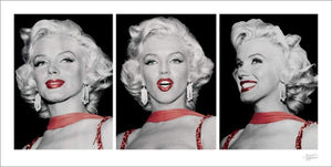 Pyramid Marilyn Monroe Red Dress Triptych Reproducción de arte 50x100cm | Yourdecoration.es