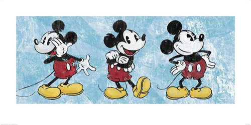 Pyramid Mickey Mouse Squeaky Chic Triptych Reproducción de arte 50x100cm | Yourdecoration.es