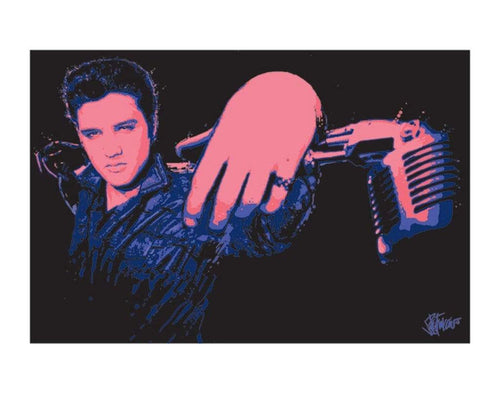 Pyramid Elvis Presley Microphone Reproducción de arte 40x50cm | Yourdecoration.es