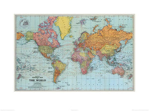 Pyramid Stanfords General Map of the World 1920 Reproducción de arte 60x80cm | Yourdecoration.es