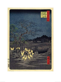 Pyramid Hiroshige Fox Fires on New Years Eve at the Changing Tree in Oji Reproducción de arte 60x80cm | Yourdecoration.es