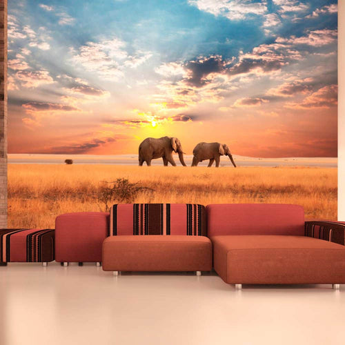 Artgeist Afrikaanse Savanne Olifanten Fotomural Tejido No Tejido Ambiente | Yourdecoration.es