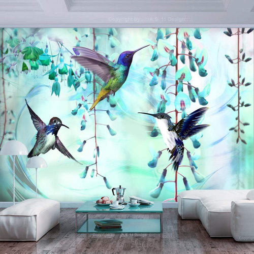 Artgeist Flying Hummingbirds Green Fotomural Tejido No Tejido Ambiente | Yourdecoration.es
