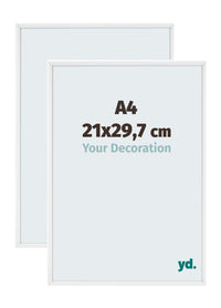 Aurora Aluminio Marco de Fotos 21x29-7cm A4 Juego de 2 Blanco Muy Brillante Parte Delantera Tamano | Yourdecoration.es
