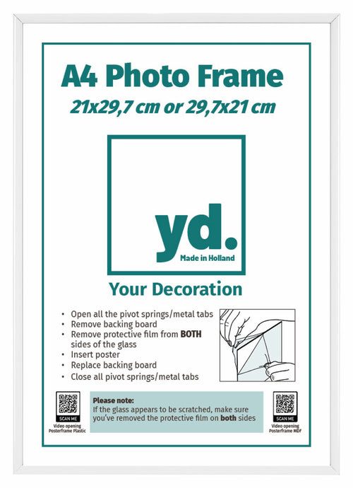 Aurora Aluminio Marco de Fotos 21x29 7cm Blanco Parte delantera Insertar Papel | Yourdecoration.es