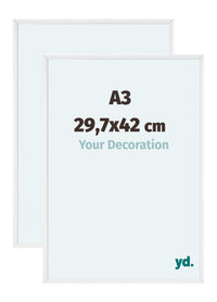 Aurora Aluminio Marco de Fotos 29-7x42cm A3 Juego de 2 Blanco Muy Brillante Parte Delantera Tamano | Yourdecoration.es