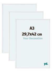 Aurora Aluminio Marco de Fotos 29-7x42cm A3 Juego de 3 Blanco Muy Brillante Parte Delantera Tamano | Yourdecoration.es