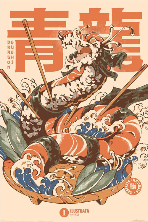 Póster Ilustrata Dragon Sushi 61x91 5cm Pyramid PP35305 | Yourdecoration.es